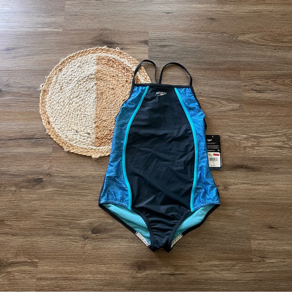 Speedo Heather Splice One Piece Swimsuit Nwt Retail $44